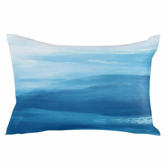Coastal Sky Blue Throw Pillow Cover 16 x 24 Inch Decorative Pillow Cover Summer Nautical Ocean Wave Lumbar Pillowcase Seasonal Rectangle Cushion Case for Couch Sofa Bed Living Room