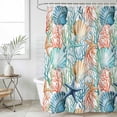 thumbnail image 1 of Coastal Small Stall Shower Curtain, Waterproof Shower Curtains for Bathroom, Nautical Summer Beach Coral Starfish Shell Washable Fabric Bath Curtain for Bathtub Decoration with Hooks 36x78 Inches, 1 of 9