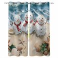 thumbnail image 1 of Coastal Snowman Christmas Blackout Curtains for Bedroom/Living Room, Thermal Insulated Kitchen Curtains, Xmas Tree Starfish Beach Grommet Darkening Window Treatment Drapes 42"x84"x2, 1 of 8