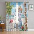 thumbnail image 1 of Coastal Snowman Christmas Sheer Curtains 84 Inches Long 2 Panels Set, Window Sheer Curtains for Living Room/Bedroom, Xmas Tree Flamingo Beach Light Filtering Rod Pocket Curtain 52'' x 84'' x 2, 1 of 7