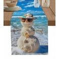 thumbnail image 1 of Coastal Snowman Christmas Table Runner Xmas Beach Sea Nautical Tablerunners 13 x 70 Inch, Table Decorations Tabletop Scarf for Summer Gathering Holiday Farmhouse Kitchen Dining Decor, 1 of 6