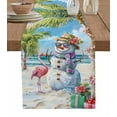 thumbnail image 1 of Coastal Snowman Christmas Table Runner Xmas Tree Flamingo Beach Tablerunners 14 x 72 Inch, Table Decorations Tabletop Scarf for Summer Gathering Holiday Farmhouse Kitchen Dining Decor, 1 of 6