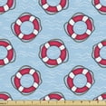 thumbnail image 1 of Ambesonne Aqua Blue Fabric by the Yard Upholstery, Ocean Swimming, 2 Yards, Pale Blue Pink White, 1 of 4