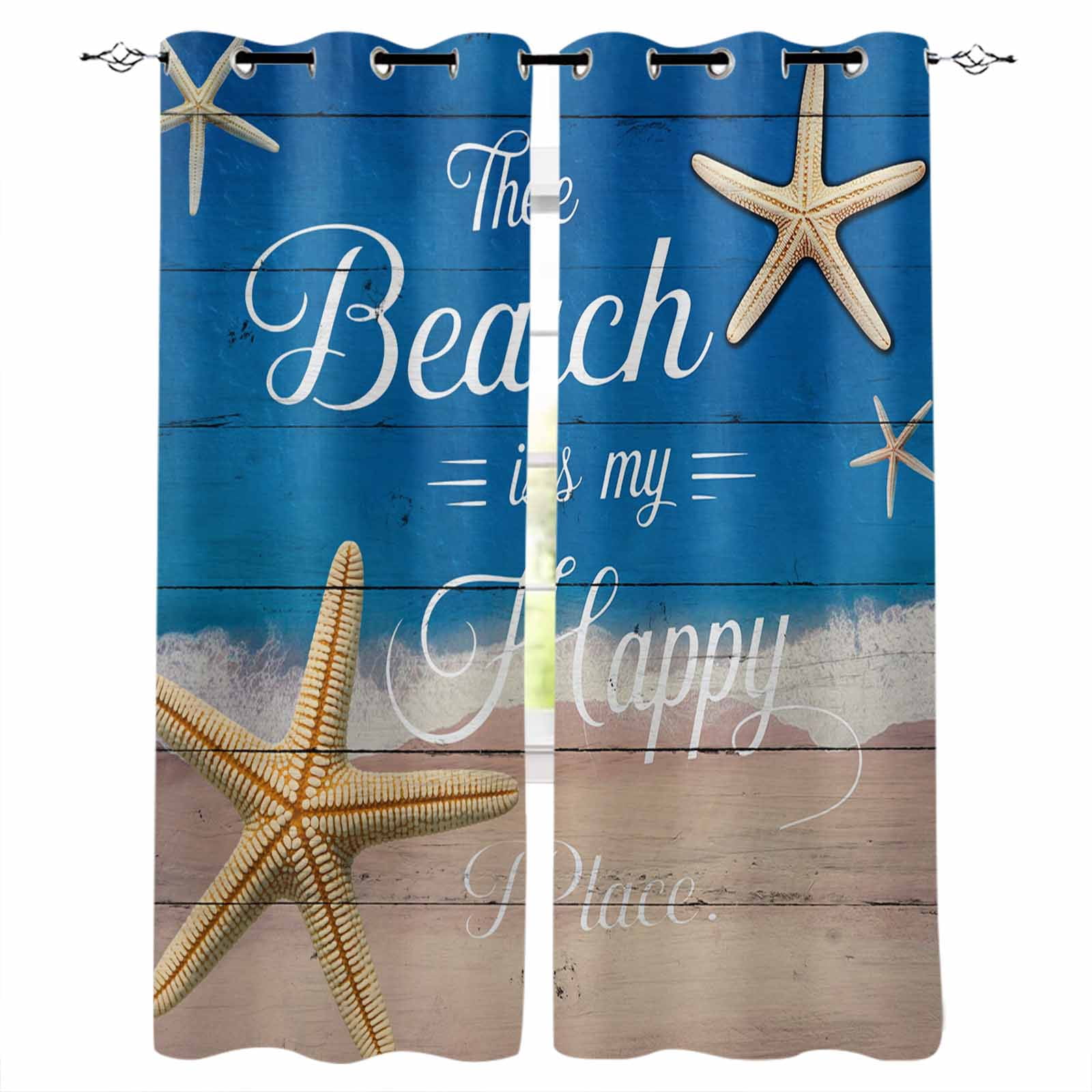 Coastal Starfish Blackout Curtains for Bedroom Living Room Darkening ...
