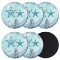 thumbnail image 1 of Coastal Starfish Blue Coasters Set of 6, Absorbent Coasters for Drinks, Summer Beach Nautical Coral Coaster for Desk Coffee Table Protection, Home Decor House Warming Gifts 4", 1 of 8