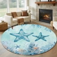 thumbnail image 1 of Coastal Starfish Blue Round Area Rug 7Ft Washable Circle Rugs for Dorm Laundry Room, Summer Beach Nautical Coral Non-Slip Carpet Floor Mats Indoor Outdoor Carpet Runner Aesthetic Home Decor, 1 of 8