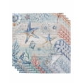 thumbnail image 1 of Coastal Starfish Cloth Napkins Set of 4 Reusable Dinner Napkins, Blue Nautical Coral Seashell Wooden Cocktail Napkin Washable Table Napkins for Wedding/Holiday Party/Baby Shower 20"x20", 1 of 7