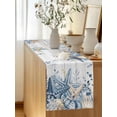 thumbnail image 1 of Coastal Starfish Conch Retro Plank Table Runner 13x48in Non-Slip Cotton Linen Table Runners, Rural Gradient Eucalyptus Dresser Scarves TableRunner for Dinner Kitchen Dining Wedding Party, 1 of 9