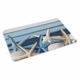 thumbnail image 1 of Coastal Starfish Doormat Outdoor Entrance 18"x30", Blue Wooden Grain Seashells Country Absorb Moisture Dirt Door Mats, Non-Slip Rubber Backing Floor Mats Indoor, Low-Profile Front Door Rugs, 1 of 9