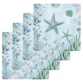 thumbnail image 1 of Coastal Starfish Kitchen Dish Towels for Drying Dishes Set of 4, Nautical Coral Tropical Fish Seashells Waffle Weave Microfiber Hand Tea Bathroom Towels Quick Dry & Absorbent Towel 12x12, 1 of 7