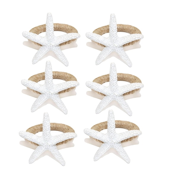 Coastal Starfish Napkin Rings,Set of 6 White Sea Star Napkin Ring Holders for Beach Theme,Coastal Beach Table Dcor for Wedding,Party,Banquet,Birthday,Holiday