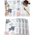 thumbnail image 1 of Coastal Starfish Placemats Set of 4,Washable Woven Burlap Cloth Fabric Placemat for Square/Rectangle/Round/Oval Dining Table,Easy Clean Place Mats for Kids Turtle Jellyfish Coral Shell Seahorse, 1 of 1
