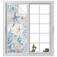 thumbnail image 1 of Coastal Starfish Privacy Window Film, Decorative Frosted Glass Window Film, Blue Nautical Coral Seashell Wooden Reusable Peel and Stick Static Cling for Home Bathroom Office Glass Door 23.6"x59", 1 of 8