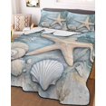 thumbnail image 1 of Coastal Starfish Queen Size Down Alternative Comforter,Lightweight Comforter Quilt Bedding Set with Pillow Shams Beach Summer Starfish Nautical Shell Blue Bed Comforter Duvet Insert 90"x96", 1 of 7