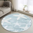 thumbnail image 1 of Coastal Starfish Round Area Rug 3.3Ft Washable Circle Rugs for Dining Room Table, Summer Ocean Blue Farm Wooden Plank Non-Slip Carpet Floor Mats Indoor Outdoor Carpet Runner Aesthetic Home Decor, 1 of 8