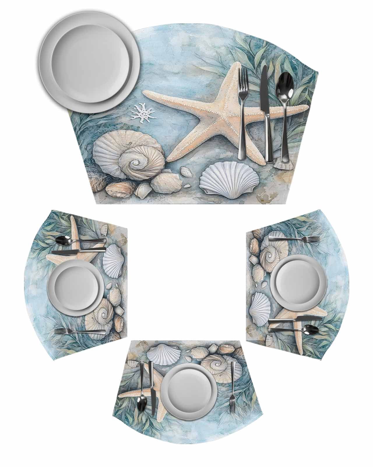 Coastal Starfish Round Placemats Set of 4, Beach Summer Starfish ...