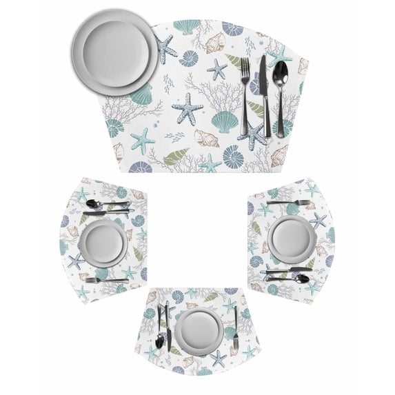 Coastal Starfish Round Table Placemats Set of 6 Wedge Placemats, Ocean ...
