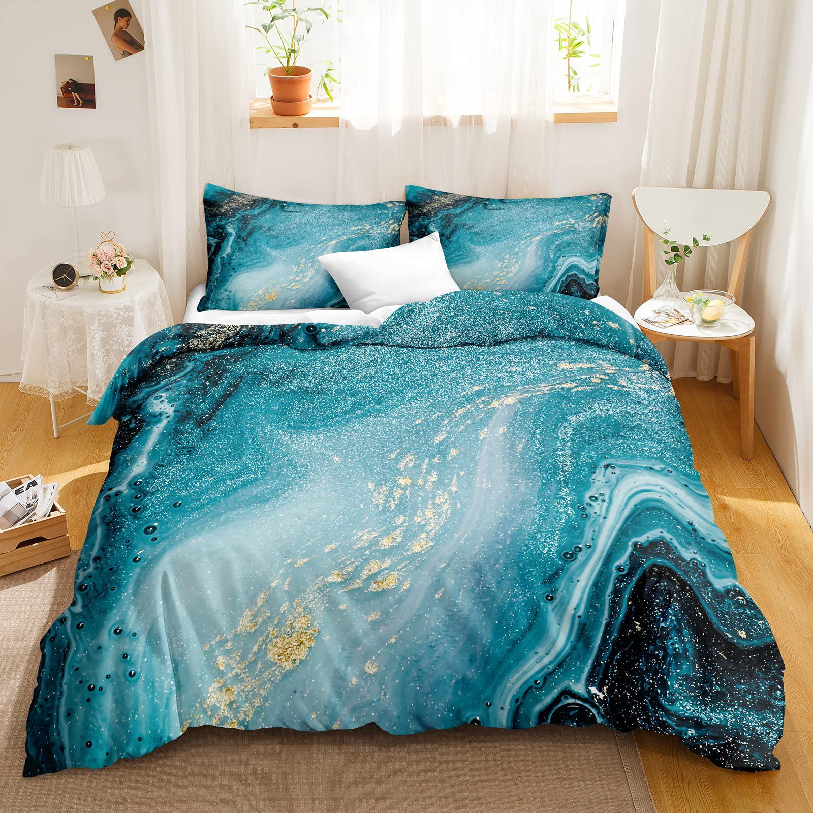 Coastal Starfish Seashell Bedding Set Queen Size Comforter Set Sea