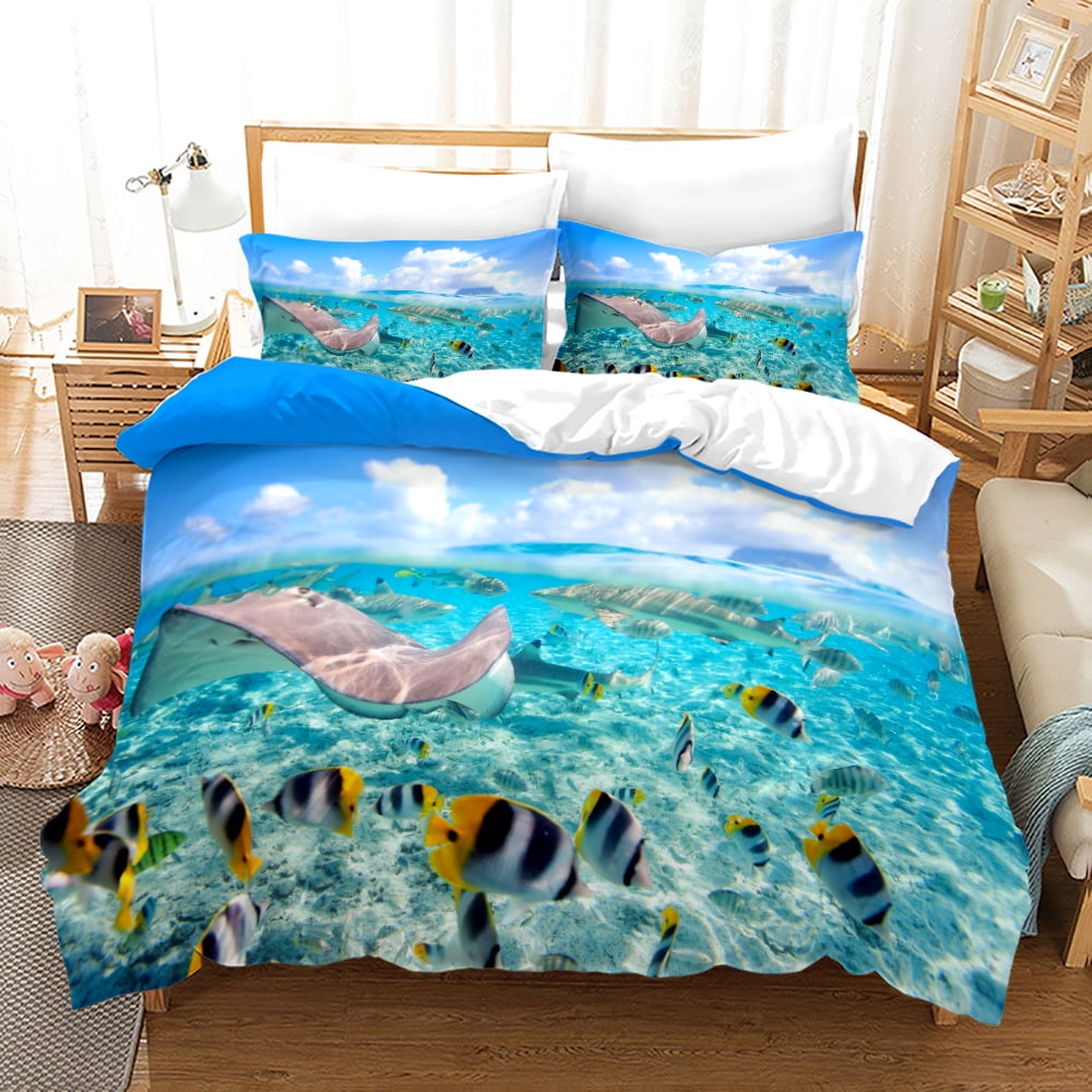 Coastal Starfish Seashell Bedding Set Queen Size Comforter Set Sea