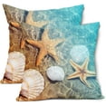 thumbnail image 1 of Coastal Starfish Seashell Pillow Covers 18X18 Inch Summer Nautical Beach Pillow Cases Blue Sea Throw Pillows Set of 2 Home Decor for Living Room Bedroom Couch Bed Sofa Outdoor, 1 of 6