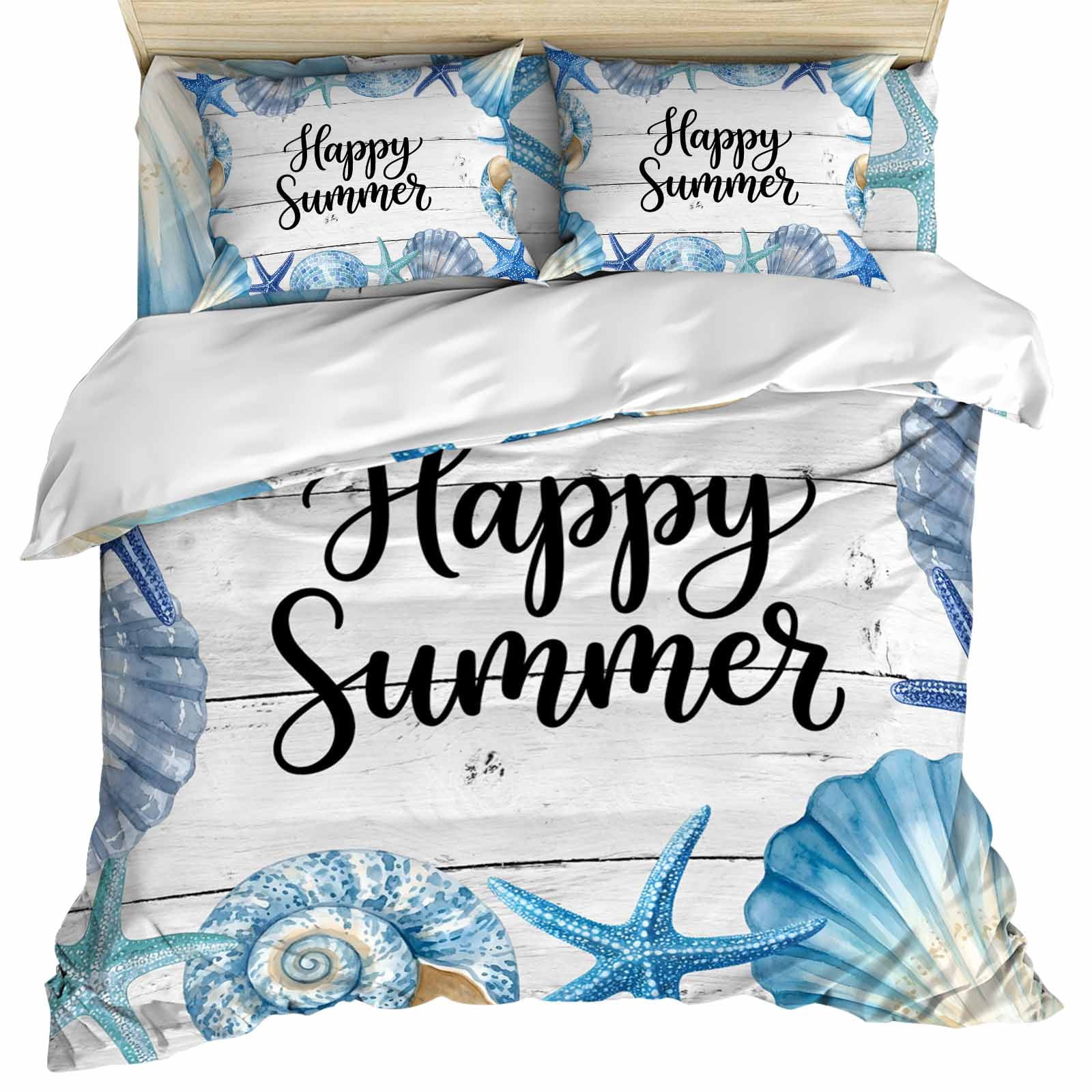 Coastal Starfish Set of 4 Bedding Quilt Covers, Summer Ocean Sea Shells ...