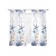 thumbnail image 1 of Coastal Starfish Sheer Curtains 72 Inch Length 2 Panels Set, Semi Transparent Voile Rod Pocket Curtains for Living Dining Room Bedroom Drapes Nautical Coral Ship Anchor Rudder, 1 of 6