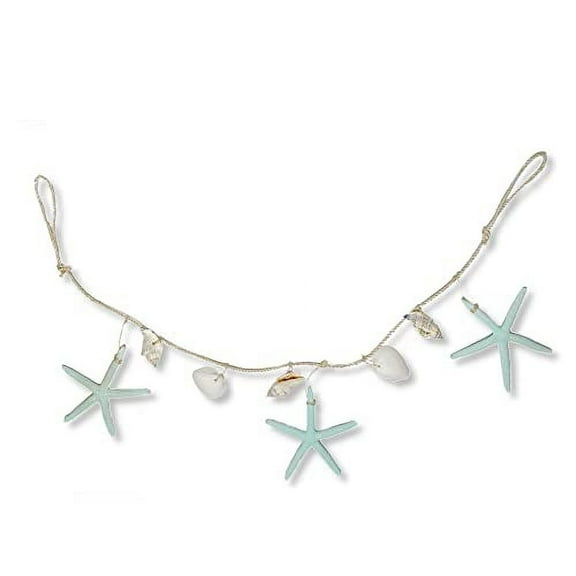 Coastal Starfish Swag - Home Dcor Conch Clam Shell Rope Garland - Nautical Beach 30"