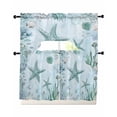 thumbnail image 1 of Coastal Starfish Swag Kitchen Curtains Sets for Windows 24 Inch Length, Nautical Coral Tropical Fish Seashells Short Window Curtain Panels Swags Valances and Tiers 3 Piece Set for Cafe/Dining Room, 1 of 5