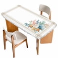 thumbnail image 1 of Coastal Starfish Table Cloths for 3 Foot Rectangle Tables, Nautical Shells Coral Eucalyptus Stripes Patio Waterproof Elastic Fitted Tablecloths, Washable Rectangular Table Cover for Camping, 1 of 8