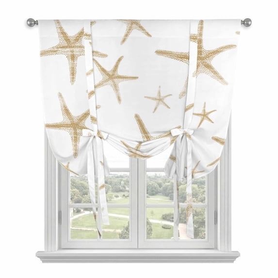 Coastal Starfish Tie Up Curtains for Kitchen Windows,Adjustable Rod ...