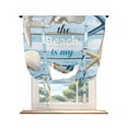 thumbnail image 1 of Coastal Starfish Tie Up Curtains for Windows 63 Inch Length Balloon Curtains Kitchen Adjustable Balloon Window Shade Ocean Nautical Seashells Blue Wooden Tie Up Bathroom Curtain Window 46"x63", 1 of 6