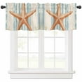 thumbnail image 1 of Coastal Starfish Valances for Windows Farmhouse Kitchen Curtains Valances Rod Pocket Valance Curtains for Kitchen Windows Ocean Watercolor Coral Stripe Window Valances for Bathroom Bedroom 54"x18", 1 of 6