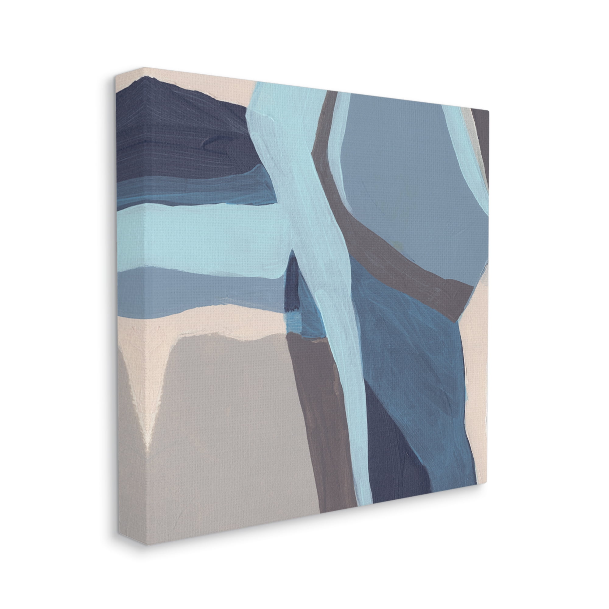 Coastal Stream Abstraction Geometric Shape Arrangement Blue Grey Abstract Gallery-Wrapped Canvas Print Wall Art, 17x17