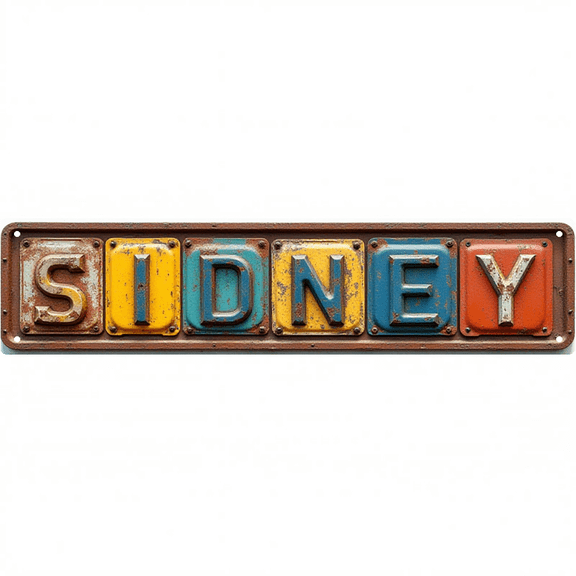 Coastal Street Tin Sign 16*4 Inch "SIDNEY" Wall Art for Beach House Patio Bar Vintage Decor