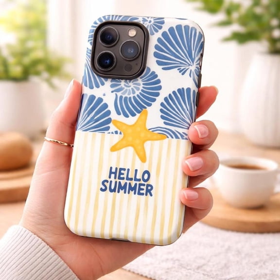 Coastal Stripe Clear Phone Case, Lightweight Transparent Summer Cover with Scratch Resistant Protective Design