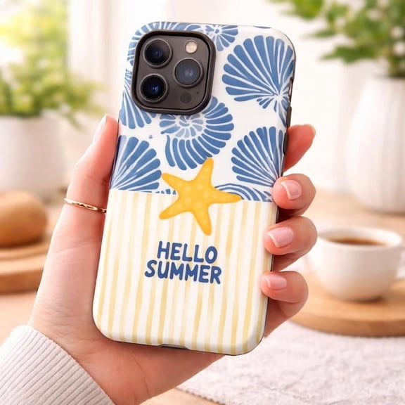 Coastal Stripe Clear Phone Case, Lightweight Transparent Summer Cover with Scratch Resistant Protective Design