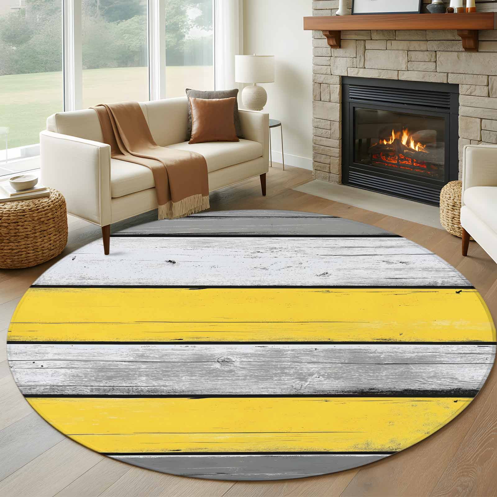 Coastal Style 5' Round Rug for Dining Table for 4 People Under Table ...