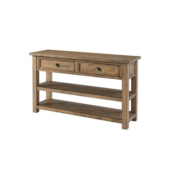 Coastal Style Rectangular Wooden Console Table with 2 Drawers, Brown- Saltoro Sherpi