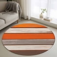 thumbnail image 1 of Coastal Style Round Rugs for Living Room 3ft Vintage Orange Brown Stripe Wood Grain Non Slip Circle Rug Washable Low-Profile Indoor Carpet for Bedroom, Dining Room, Bathroom, 1 of 9