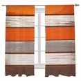 thumbnail image 1 of Coastal Style Sheer Curtains 63 inches Long 2 Panels Set Vintage Orange Brown Stripe Wood Grain Sheer Window Curtain Rod Pocket Voile Drapes for Living Room/Bedroom, Each 52" W x 63" L, 1 of 7