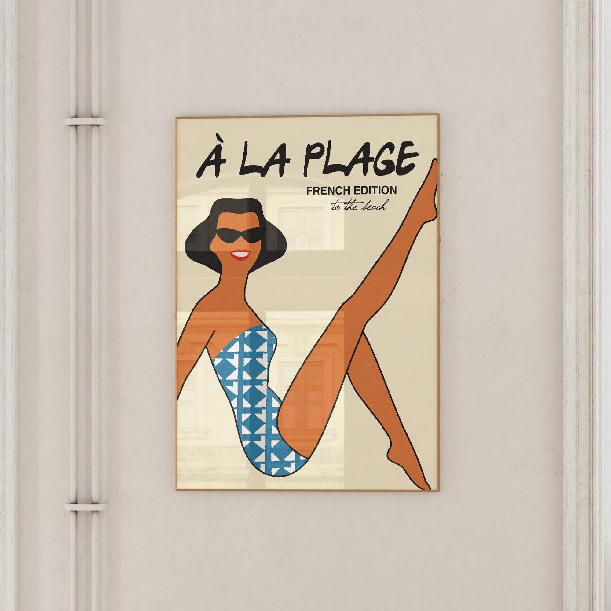 Coastal Summer Print, Trendy Bikini Poster, Hand Drawn Beachy Wall Art ... - Beachy Apartment Decor With Tropical Print