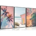thumbnail image 1 of Coastal Summer Surf Canvas Wall Art Preppy Aesthetic Tropical Beach Painting Picture Wall Decor Palm Trees Surfboard Waves Poster Print Artwork for Bathroom Bedroom Living Room Home Decoration, 1 of 6