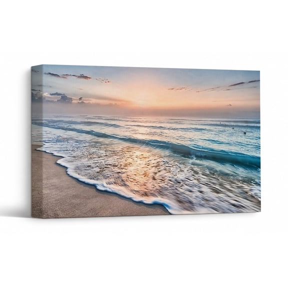 Coastal Sunset Canvas Wall Art, Beach Tide Wall Decor, Ocean Sunset Theme Print Painting Pictures, Home Artwork Decor for Living Room Bedroom 30"*20"