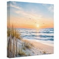 thumbnail image 1 of Coastal Sunset Canvas Wall Art Framed Wall Decor for Living Room Bedroom Bathroom, Natural Ocean Waves Starfish Sand Rustic Canvas Pictures Ready to Hang Decor, 16"x16", 1 of 9