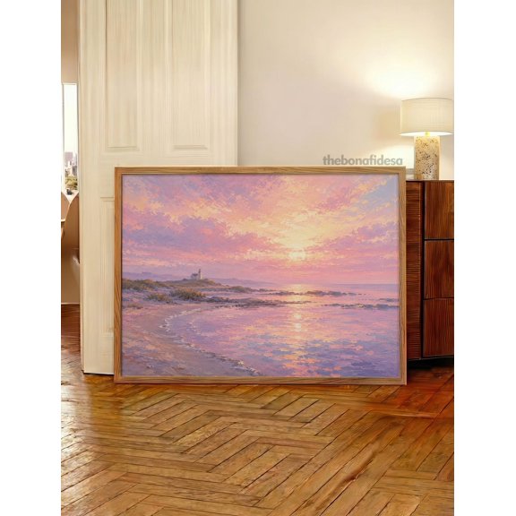Coastal Sunset Lighthouse Seascape Wall Art