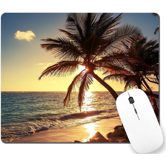 Coastal Sunset Palm Tree Tropical Mouse Pad, Gaming Mouse Mat with Custom Design, Non-Slip Rubber Base Mousepad, Office Mouse Pads, 9 x 8 Inch, WMJMP249