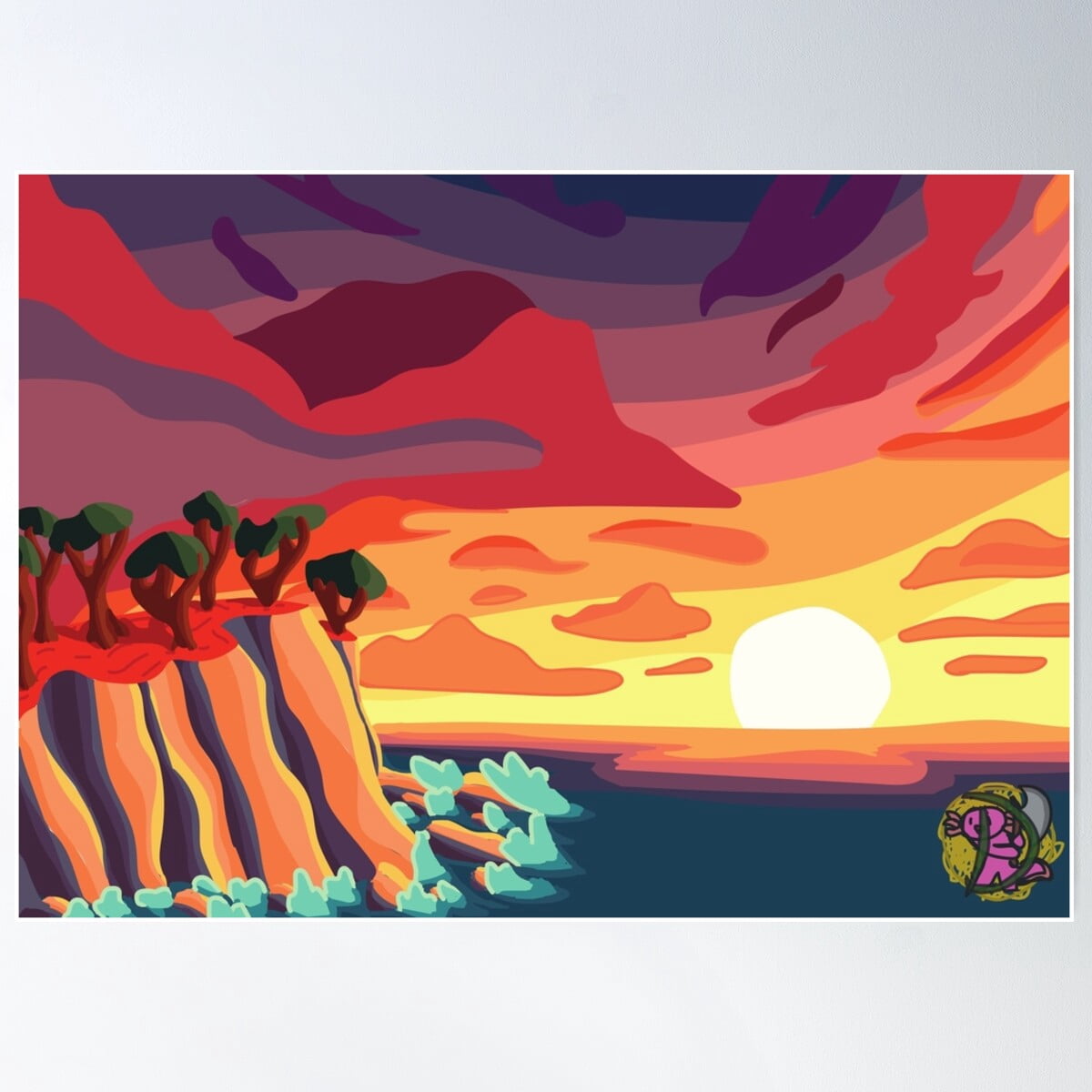 Coastal Sunset Poster Wall Art, Modern Wall Decor For Living Room ...