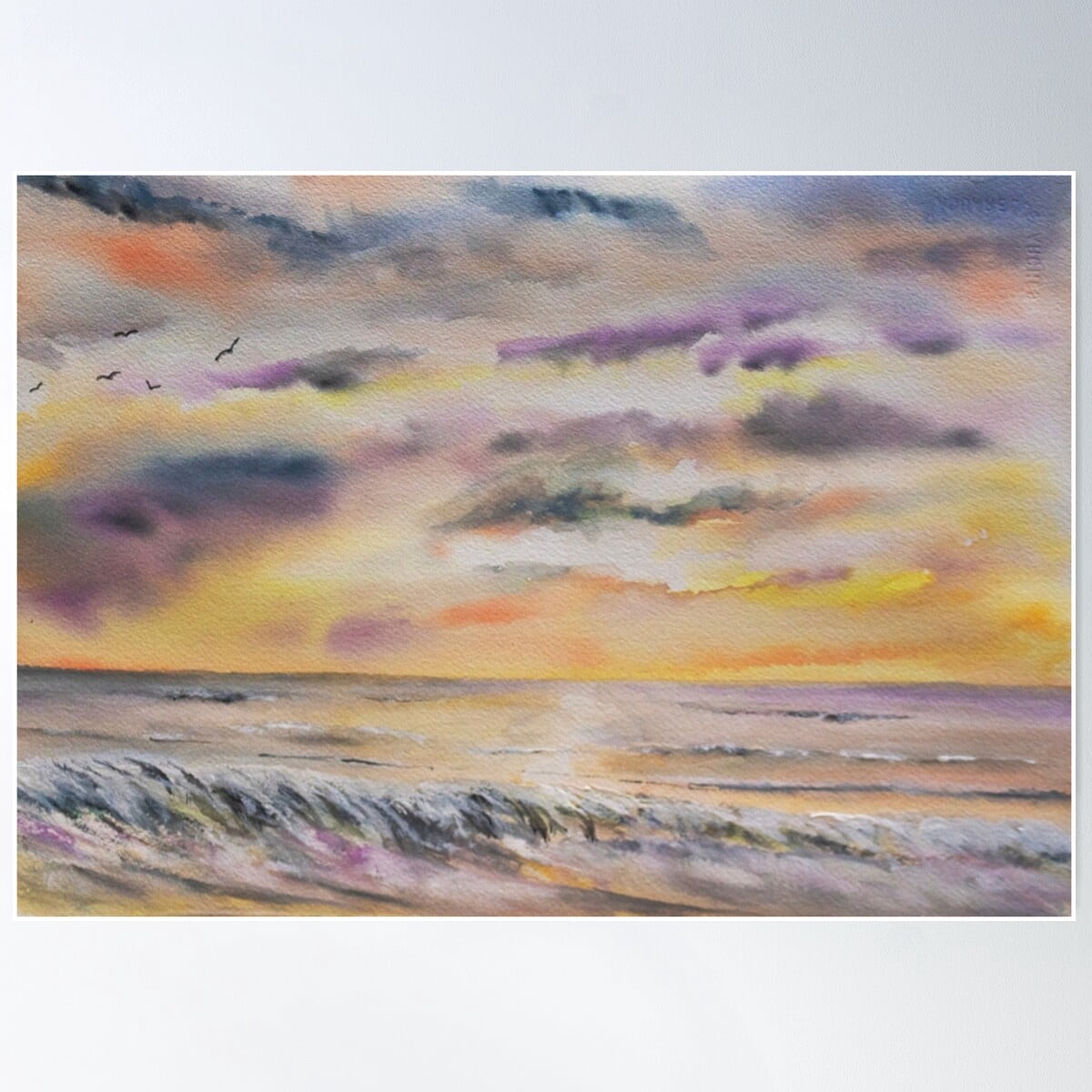 Coastal Sunset Poster Wall Art, Modern Wall Decor For Living Room ...
