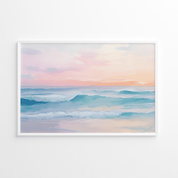 Coastal Sunset Waves Pastel Ocean Poster, Poster Home Decor , Poster Print Only