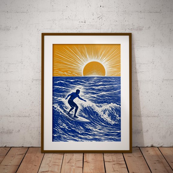 Coastal Surf Wall Art Sun Ocean Print Beach House Living Room Summer Decor Home Decor Office Wall Art